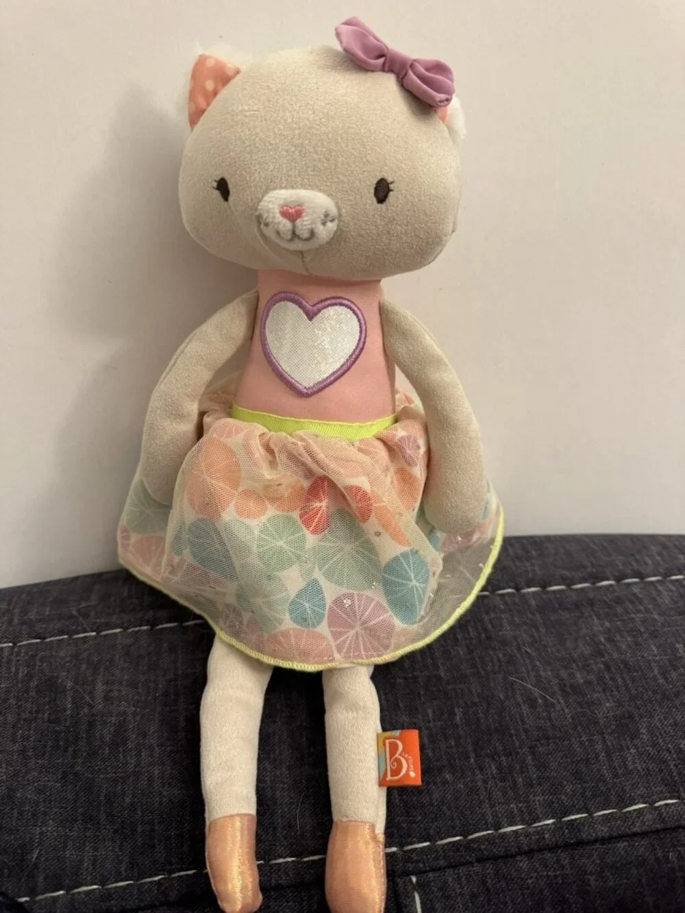 B Toys Pink Cali Cat Plush Doll Ballerina Dancer 15